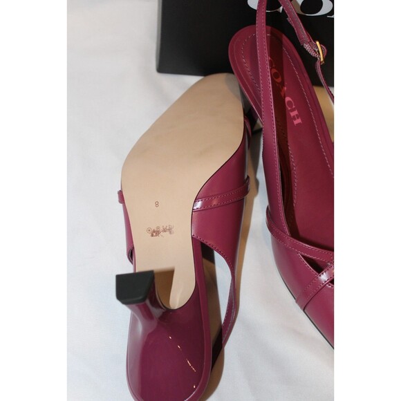 Coach Women’s Rowyn Leather‎ Slingback Heeled Sandals Pink - Picture 7 of 7